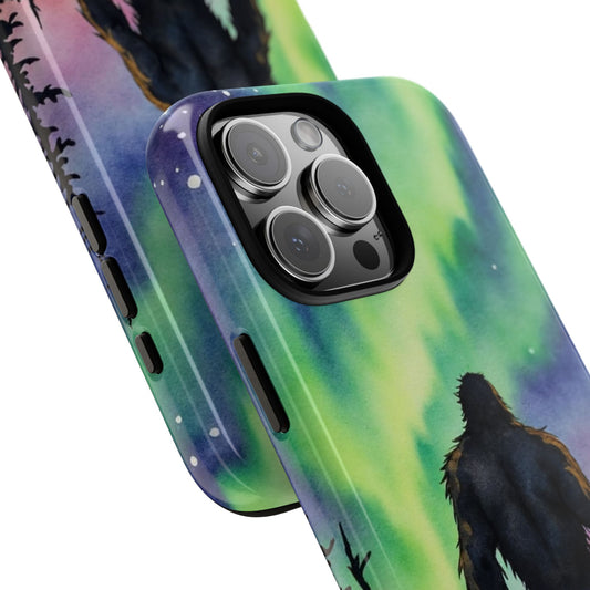 Sasquatch Under Aurora Borealis Tough Phone Case - Bigfoot Northern Lights Design