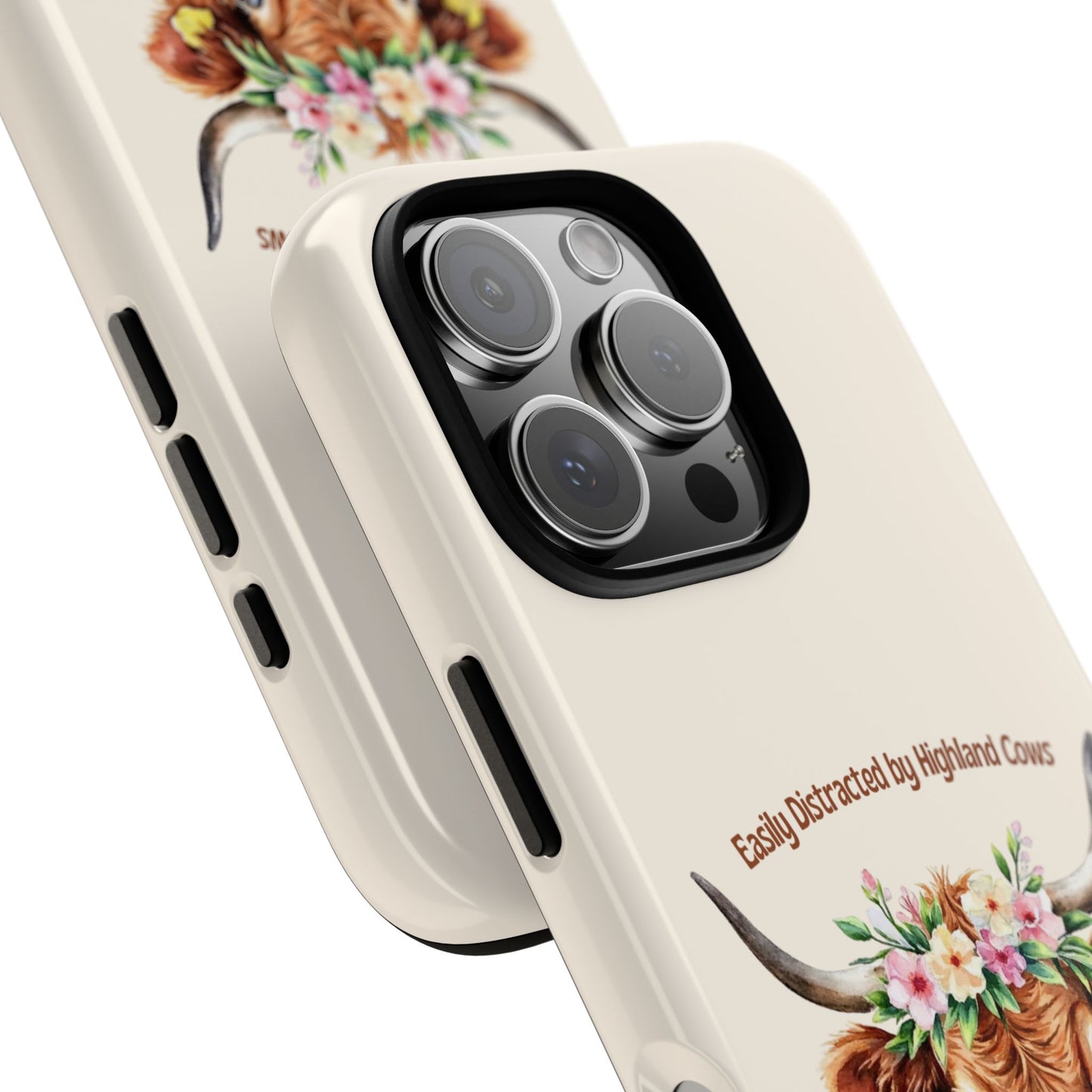 Easily Distracted by Highland Cows - Cute Watercolor Farm Animal Tough Phone Case for Popular Smartphones