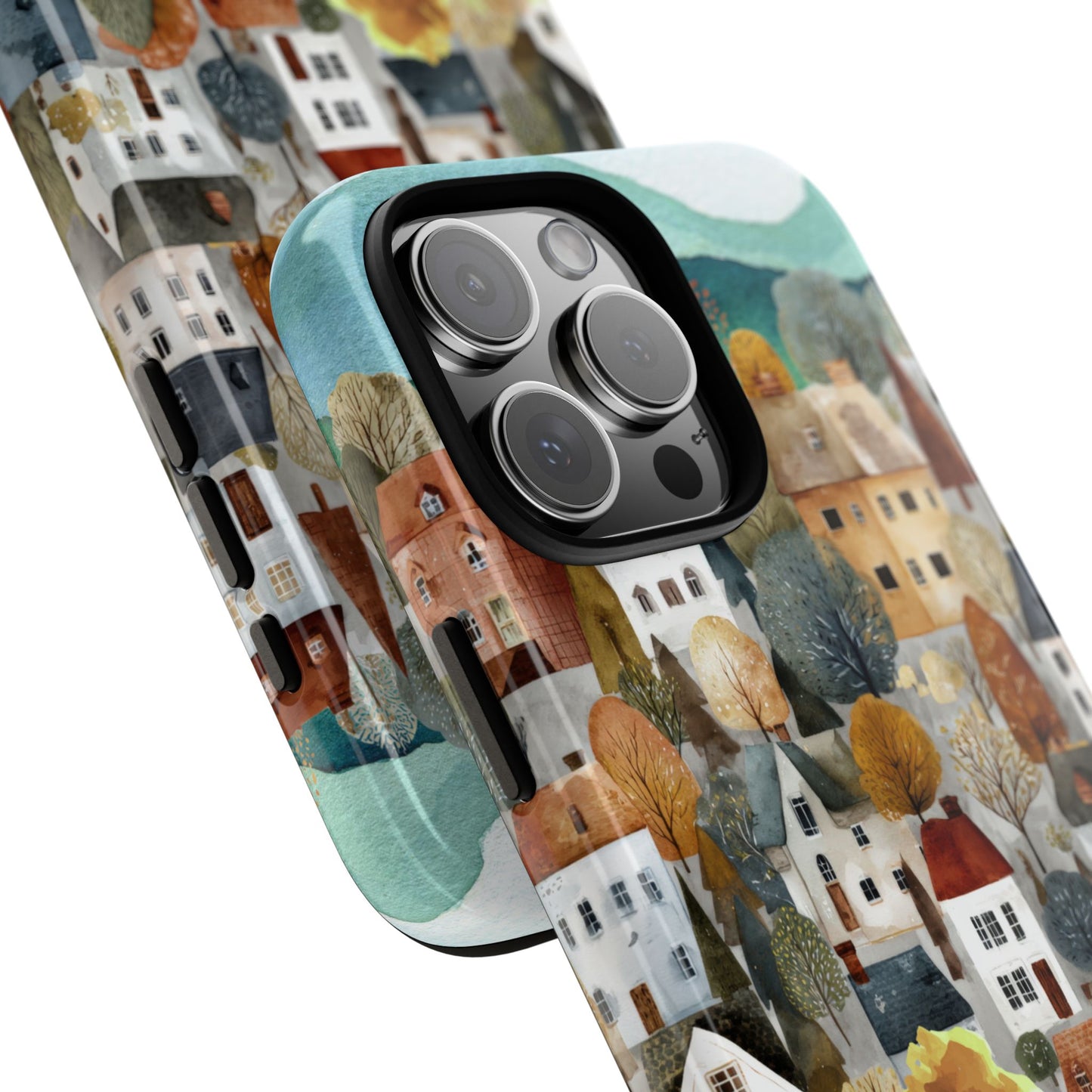 Scandinavian Hillside Village Tough Phone Case with Autumn Countryside Landscape Design