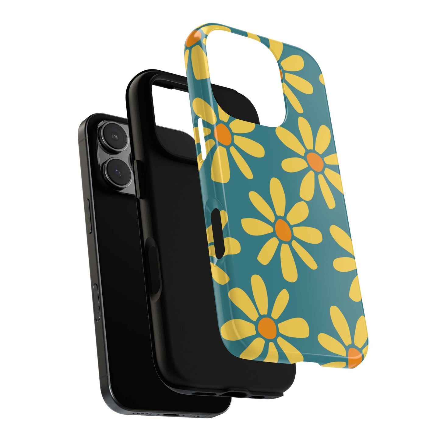 Retro Sunflower Pattern Phone Case, Floral Tough Tech Accessory for Spring, Cute Mobile Cover Gift for Her