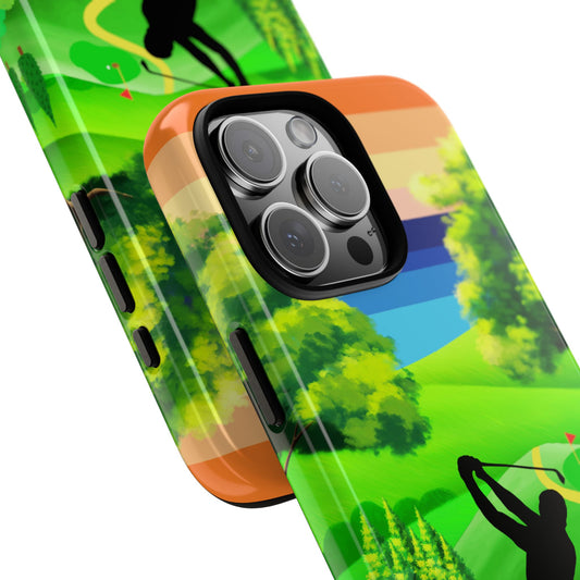 Golf Course Sunset Tough Phone Case - Rolling Hills Golfer Art