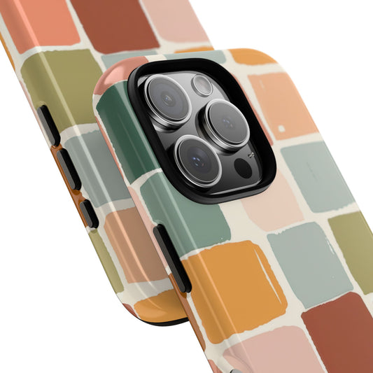 Retro Earthy Squares Phone Case - Abstract Block Colors Design for Popular Smartphones