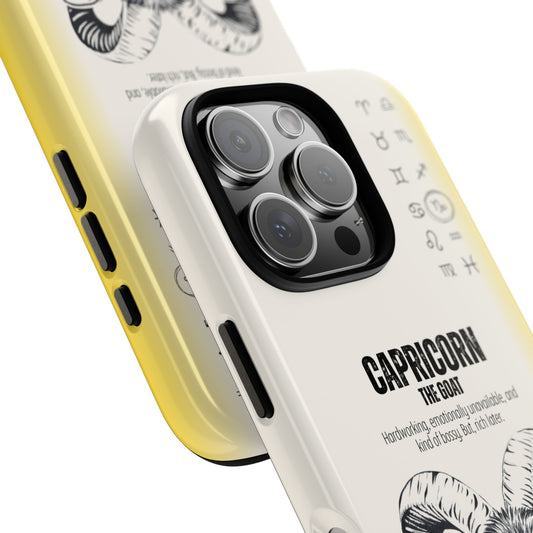 Capricorn Phone Case - The Goat Zodiac Sign - Hardworking Funny Astrology - Tough Dual Protection Cover
