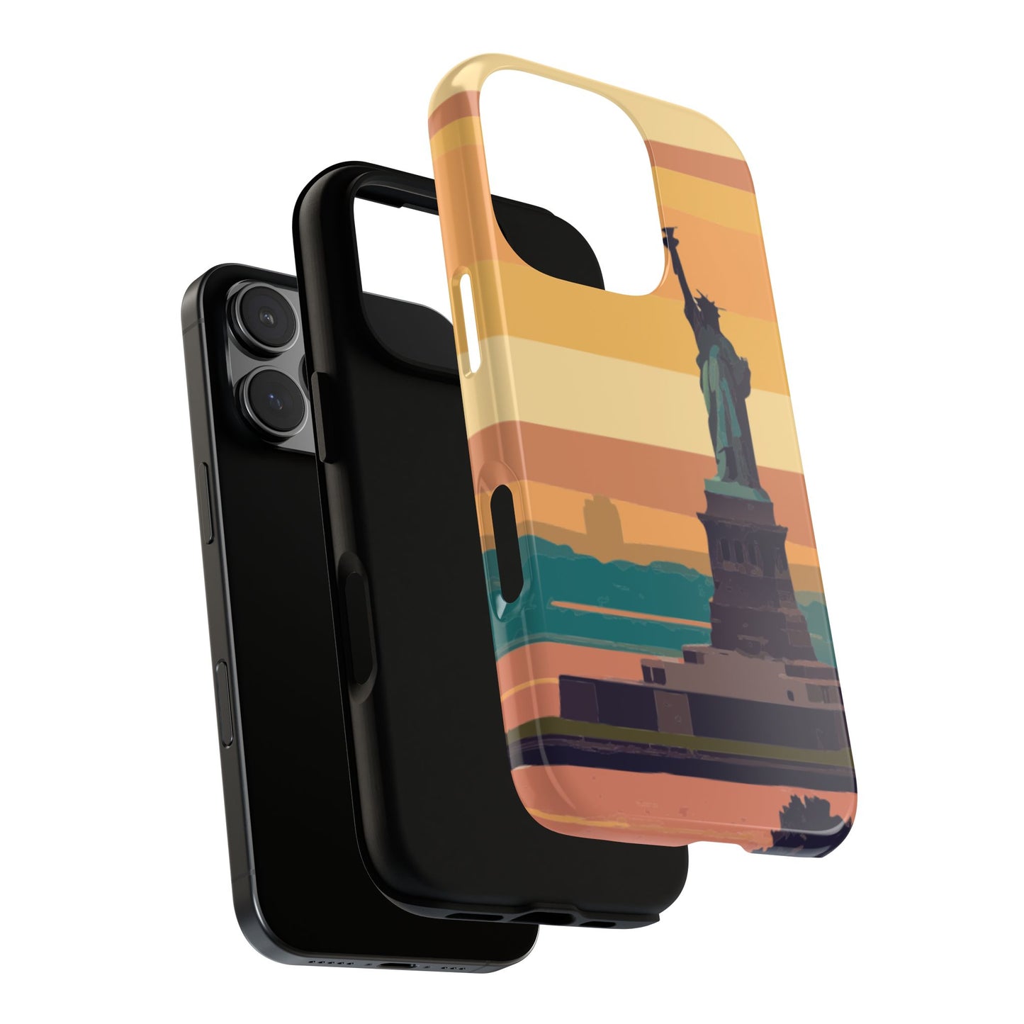 Statue of Liberty Sunset Phone Case - New York Landmark Design - Protective Tough Case for Popular Smartphones