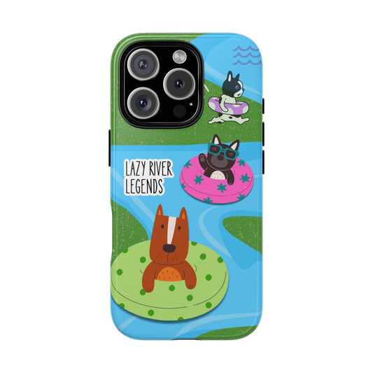 Lazy River Legends Dog Case - Funny Floating Pup Design for Popular Smartphones - Cute Dog Lover Gift - International Dog Day Vibes