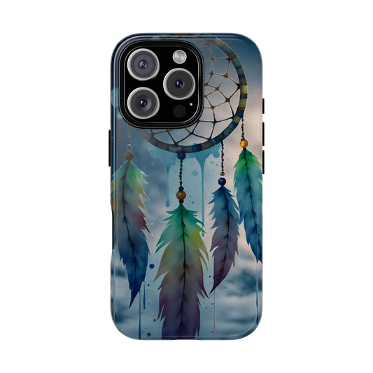 Mystic Moon Dreamcatcher Protective Phone Case - Watercolor Boho Night Vibes