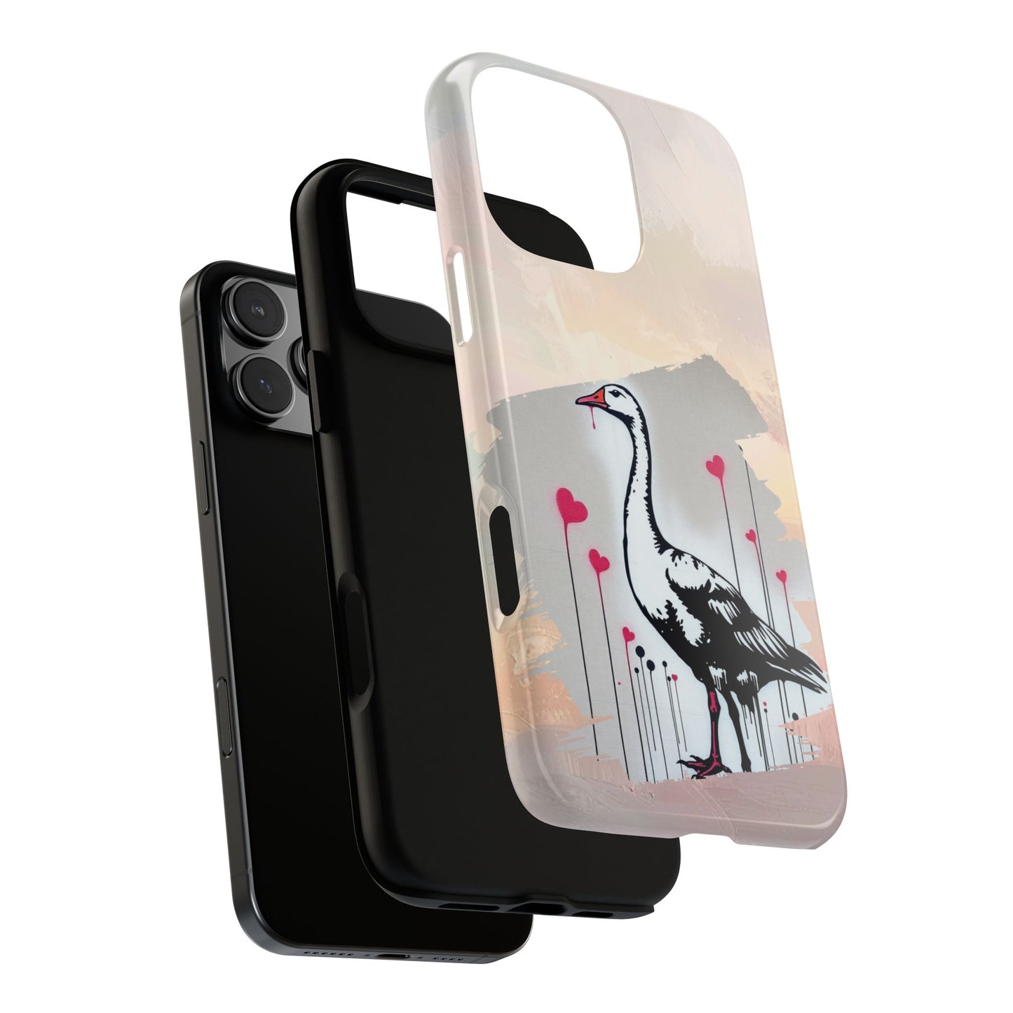 Love Goose Graffiti Tough Phone Case with Heart Spray Design