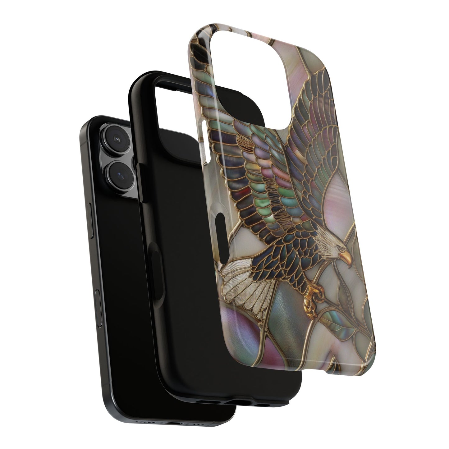 Stained Glass Phone Case, Tough Cases, Golden Eagle Design, iPhone Samsung Google, Gift for Him Her, Unique Cell Cover Protection