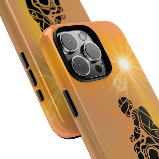 Motorcycle Rider Tough Phone Case - Sunrise Glow Biker Art - Protective Cover