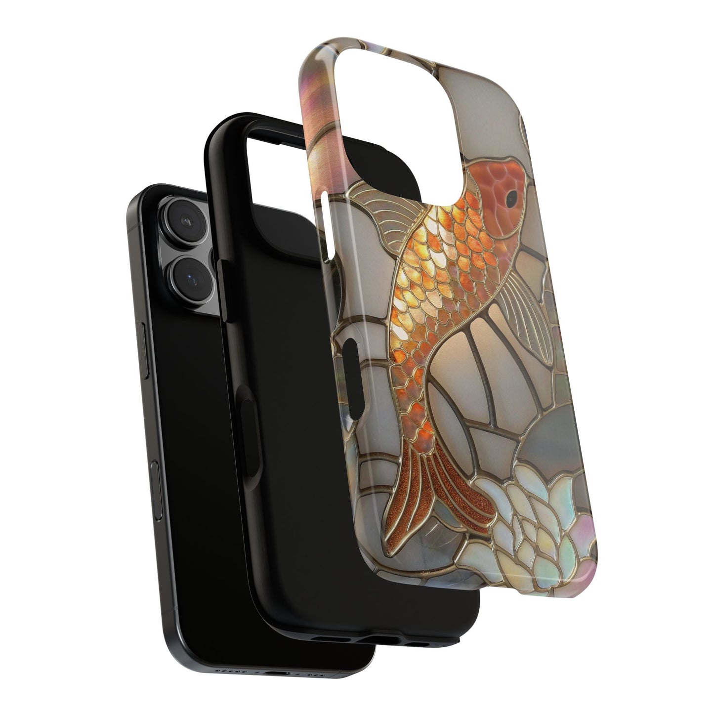 Stained Glass Phone Case, Koi Carp Design, Tough Cases, Protective Cover for iPhone Samsung Google, Gift for Her Him, Unique Phone Case