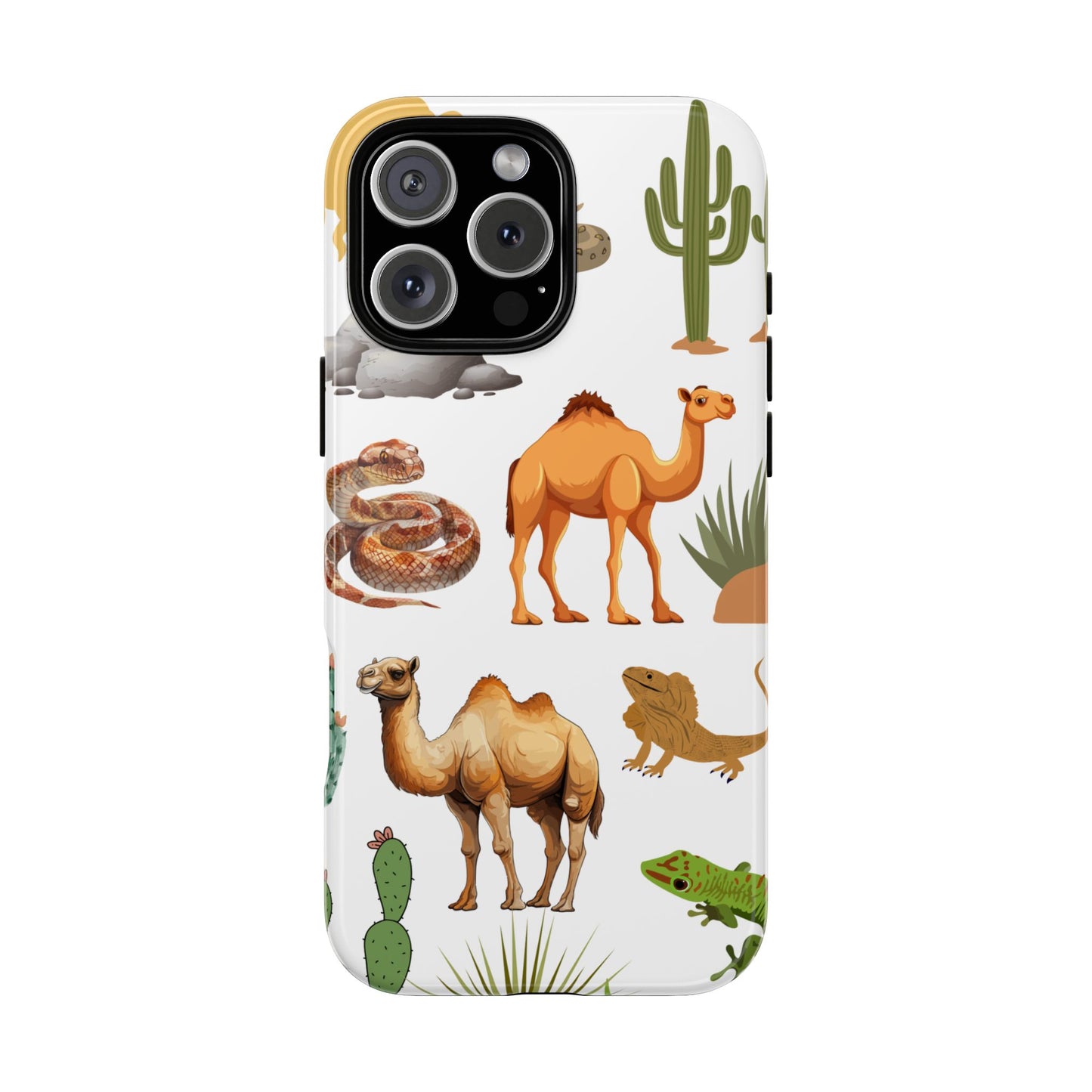 Desert Life Tough Phone Case - Camel Snake & Cactus Art with Warm Desert Colours