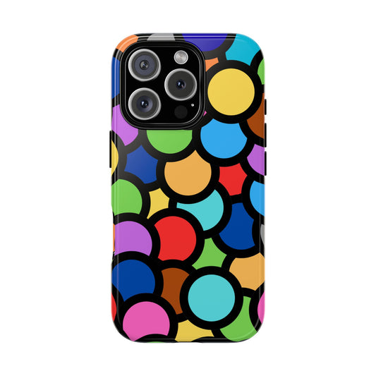 Bold Outline Circles Phone Case - Colorful Overlapping Abstract Art - Graphic Geometric Tough Cover, for popular smartphones