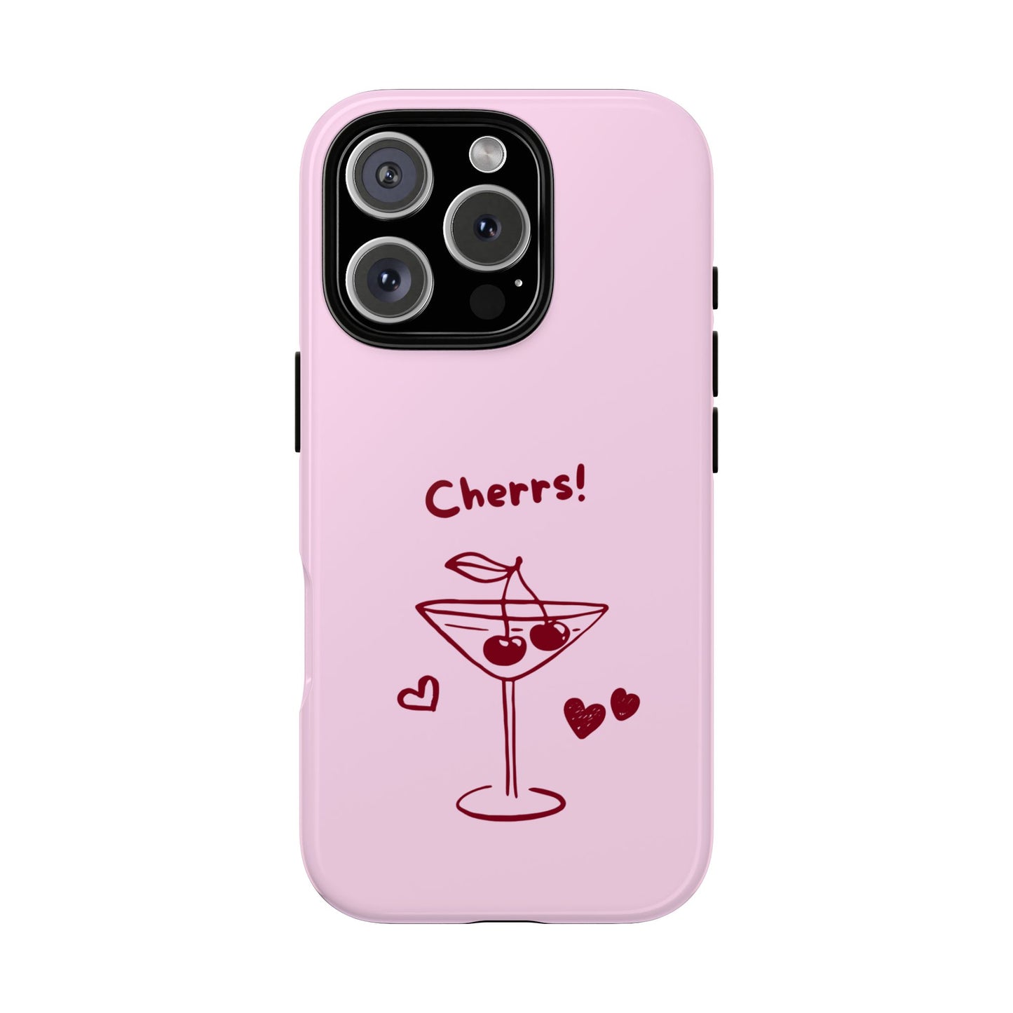 Cherrs Cocktail Cherry Phone Case - Pink Martini Glass Design for Smartphones