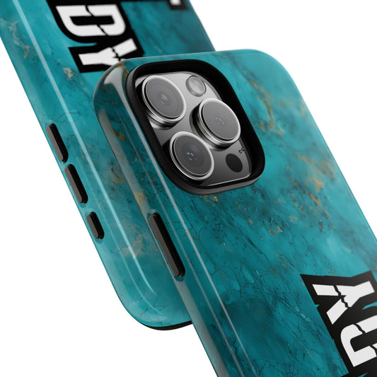 Gift Ready Phone Case - Tough Protective Cover - Bold Typography Statement Design - Abstract Teal Case