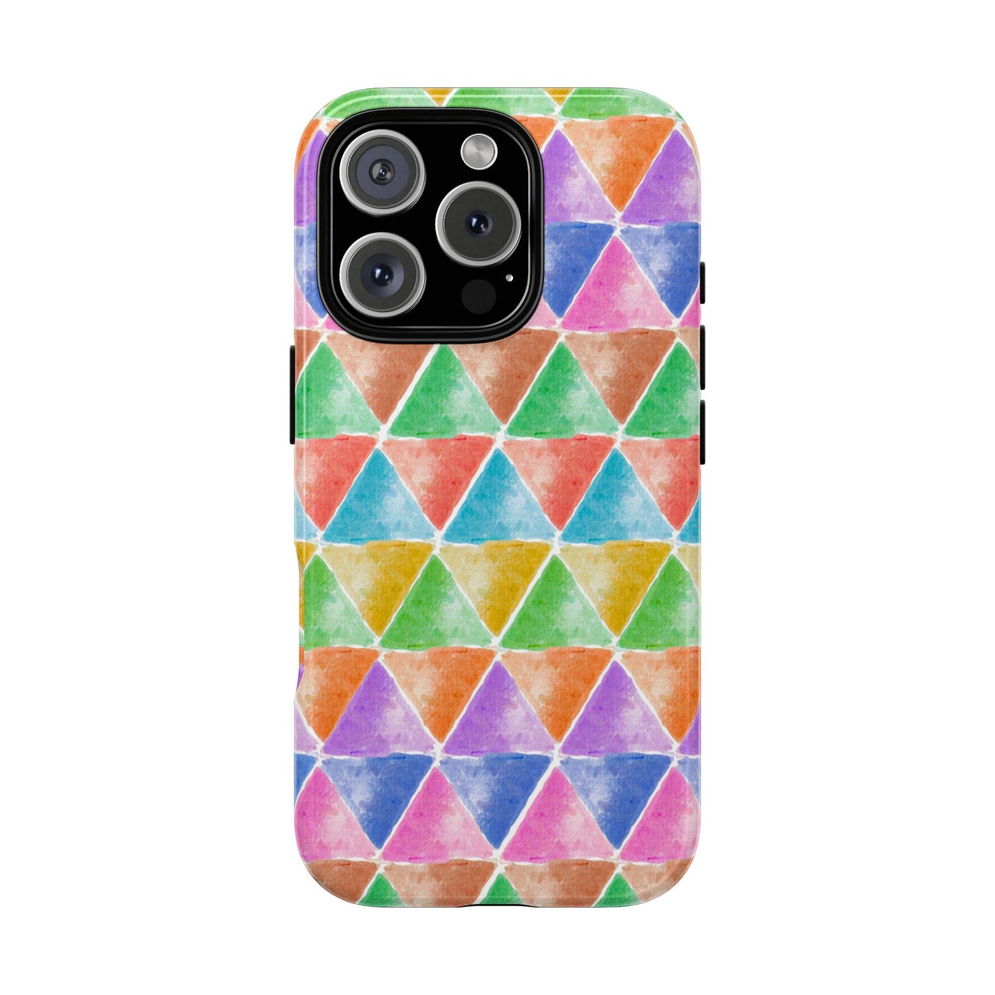 Watercolor Triangle Tough Phone Case - Colorful Geometric Abstract Phone Cover for Popular Smartphones
