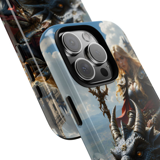 Dragon Rider Tough Phone Case - Fantasy Art, Gift for Gamers, Unique Accessories, Mythical Creature Design