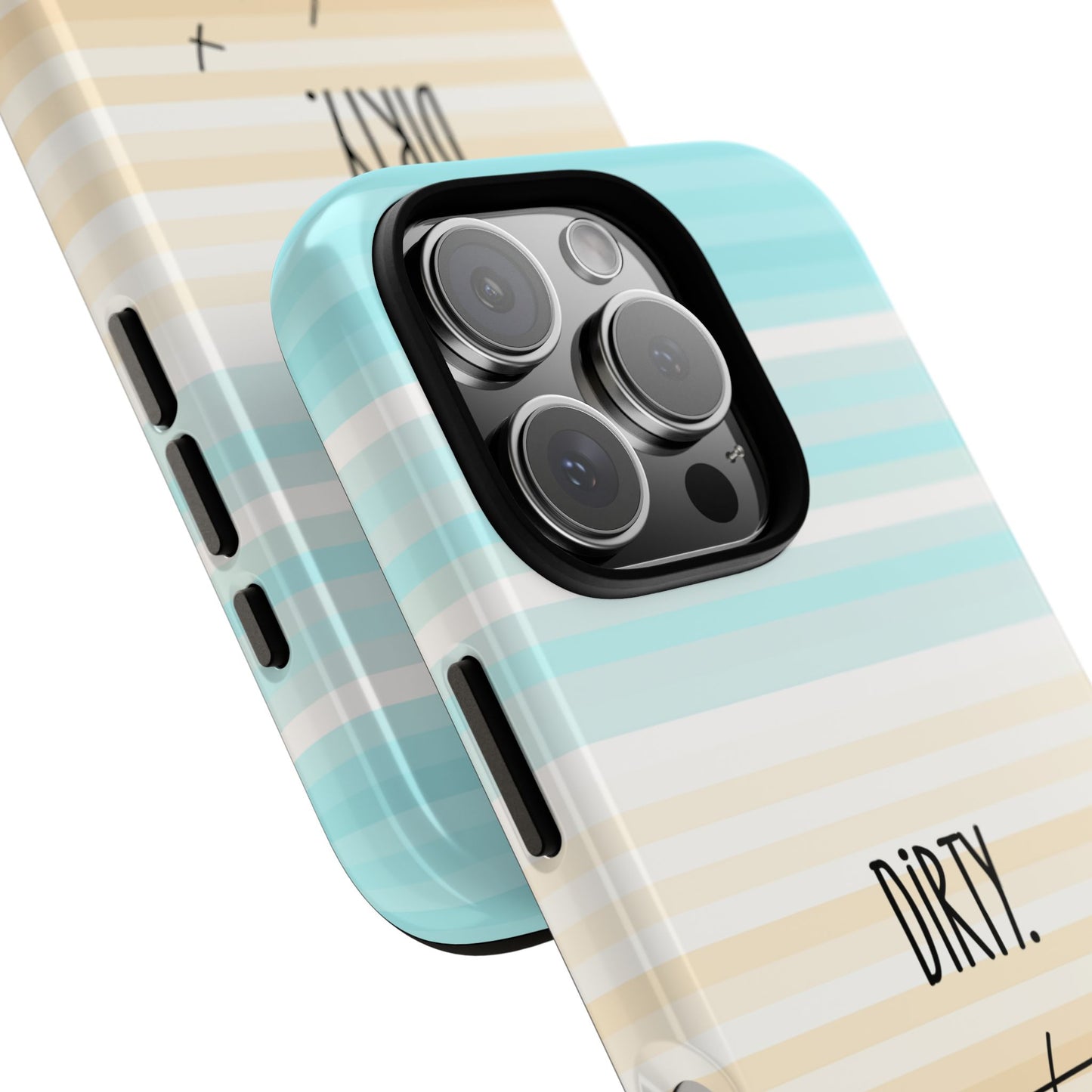 DIRTY Summer Cocktail Phone Case - Minimalist Martini Sketch on Beach Stripes - iPhone & Samsung Tough Cover