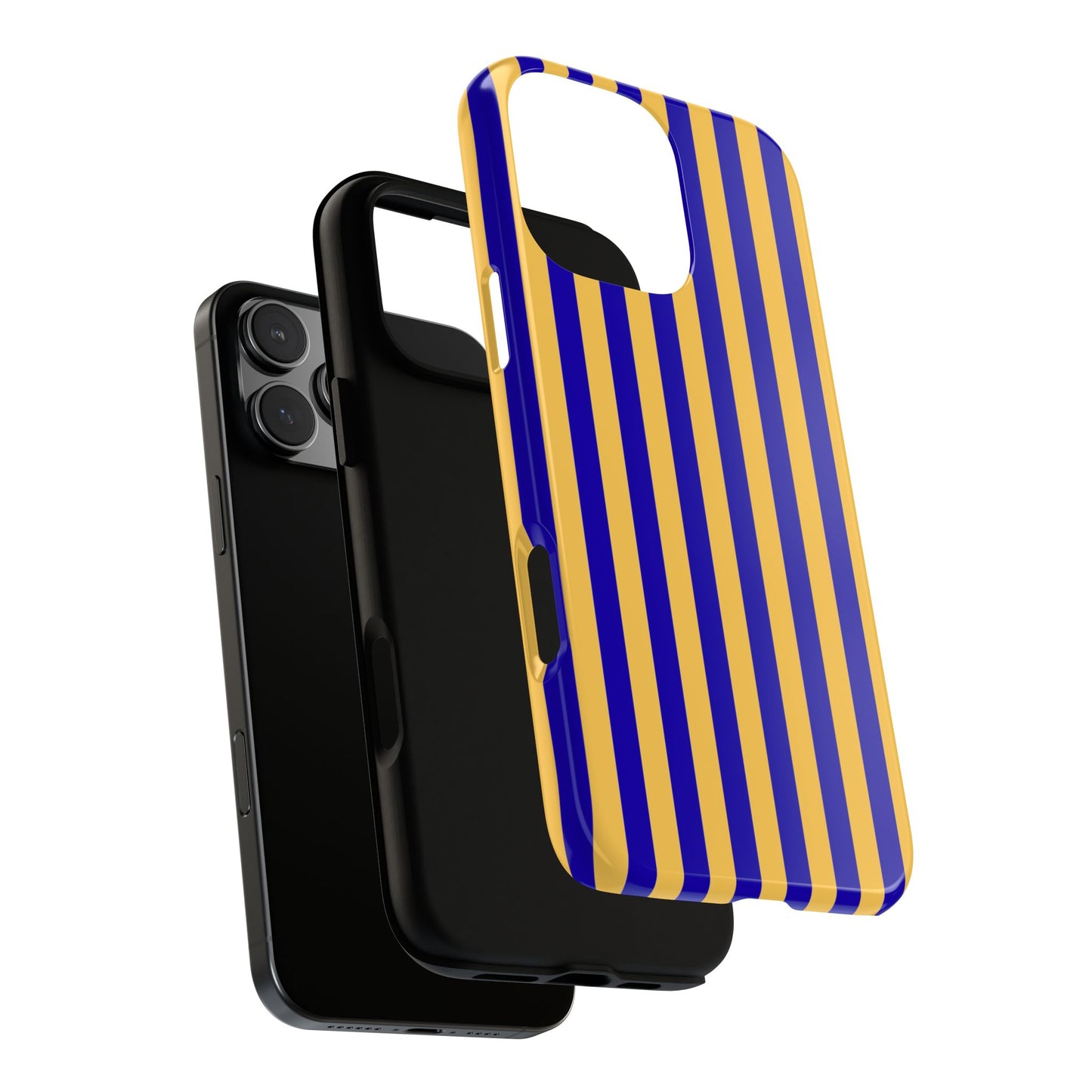 Blue & Gold Striped Tough Phone Case - Regal and Striking Design