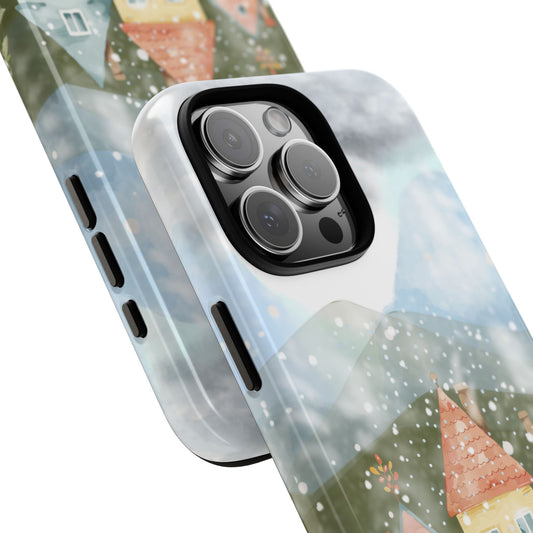 Colourful Christmas Winter Village with Snowmen Tough Phone Case