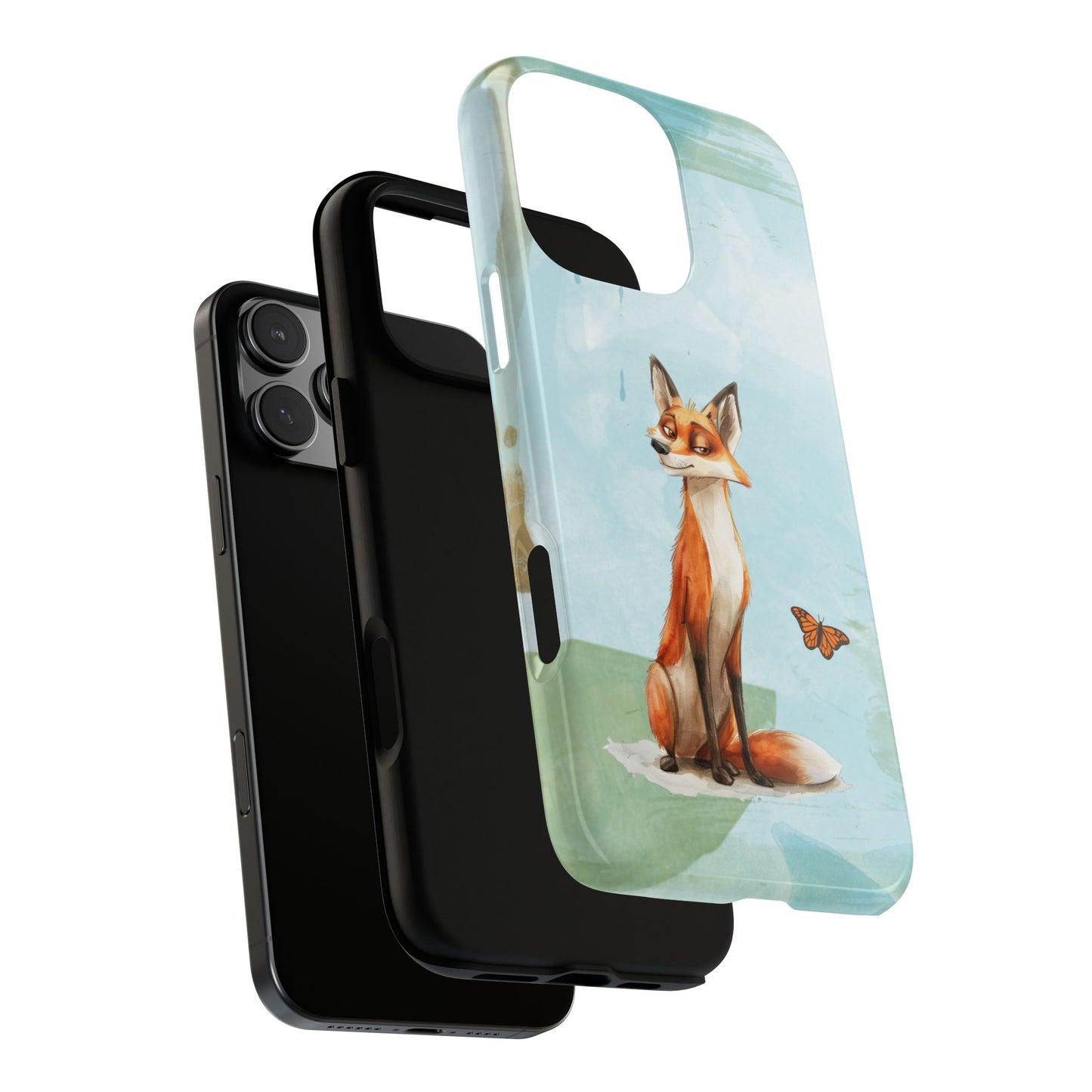 Sly Fox & Butterfly - Playful Woodland Watercolour Phone Case - Nature Inspired Animal Art Gift