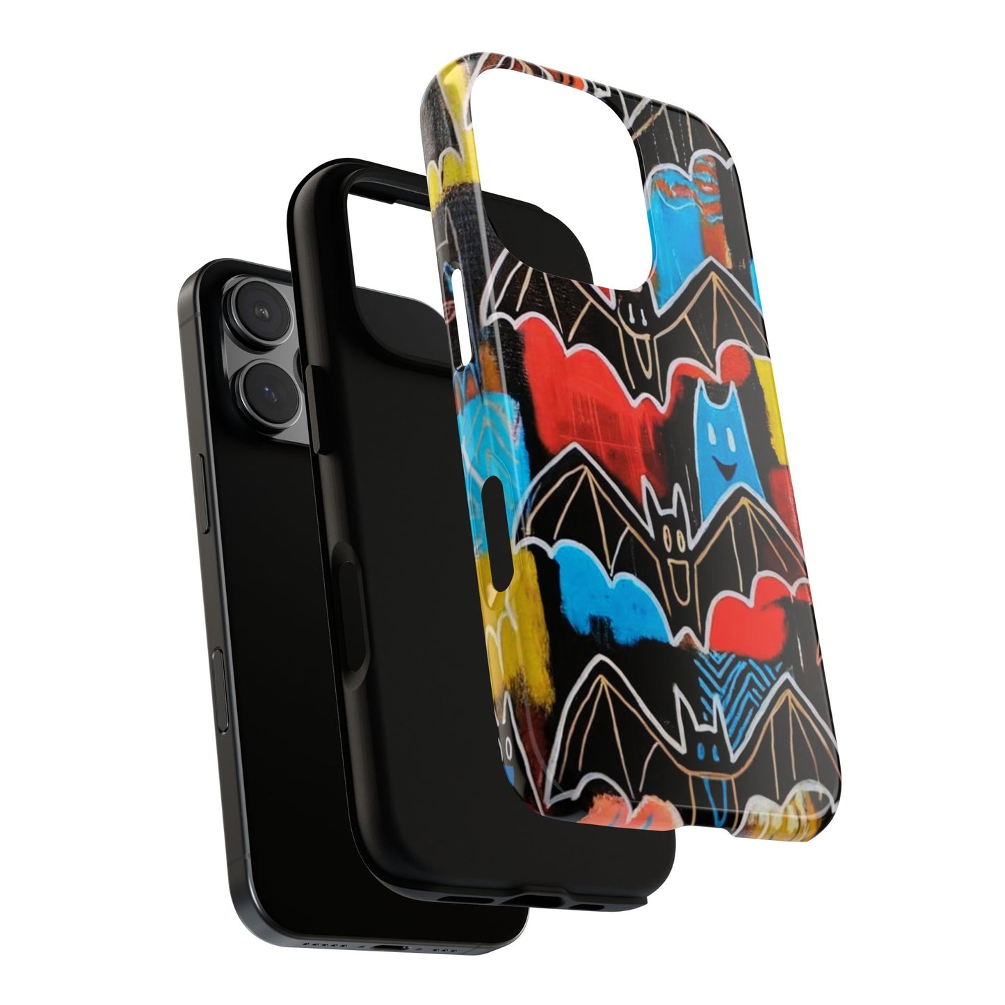 Flying Bat Graffiti Tough Phone Case - Basquiat Halloween Street Art Design