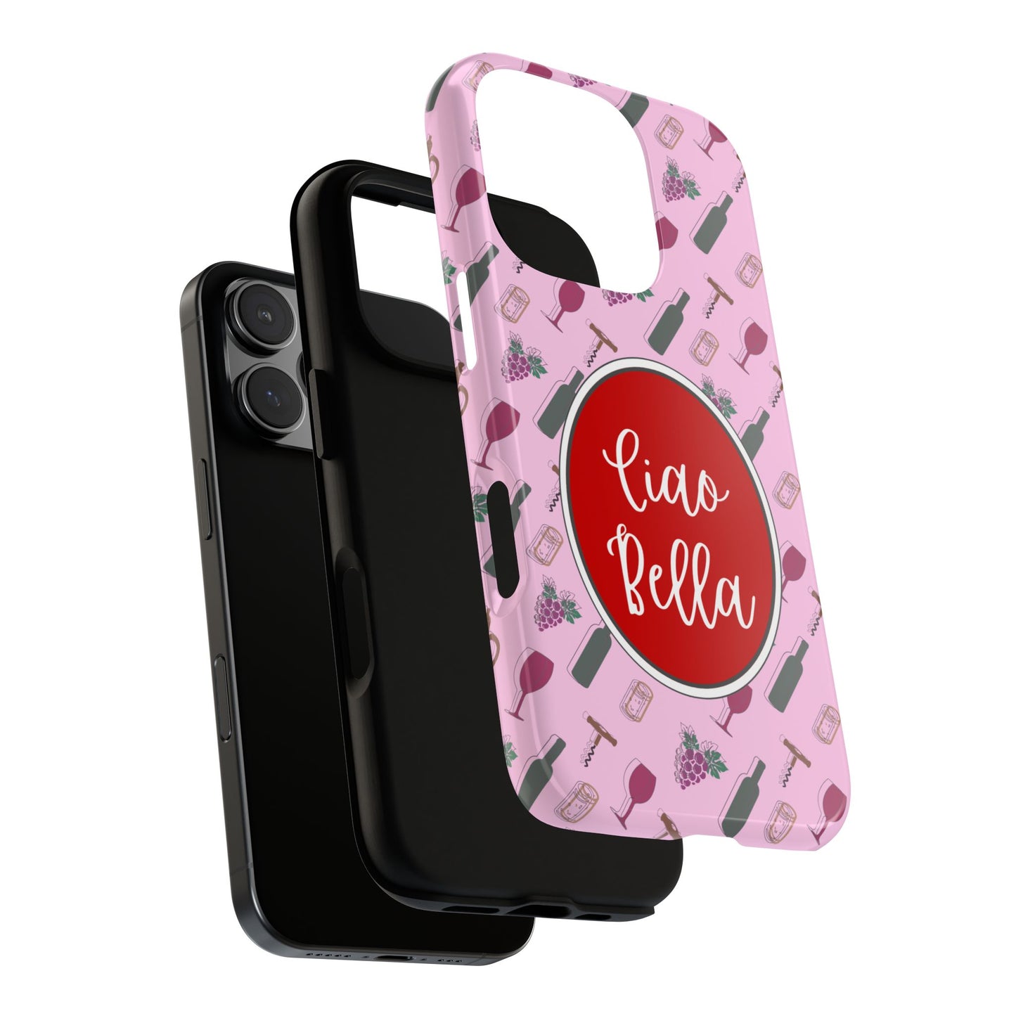 Ciao Bella Wine Lover Phone Case - Cute Italian Aesthetic, Pink Coquette Style