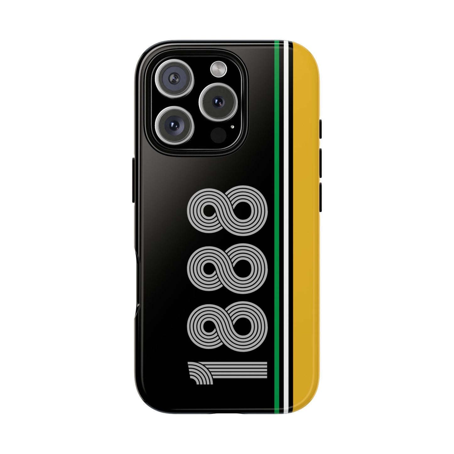 Minimalist Celtic FC 1888 Tough Phone Case - Green Gold Stripe Retro Design - iPhone & Samsung Cover - Football Fan Gift for Him and Her