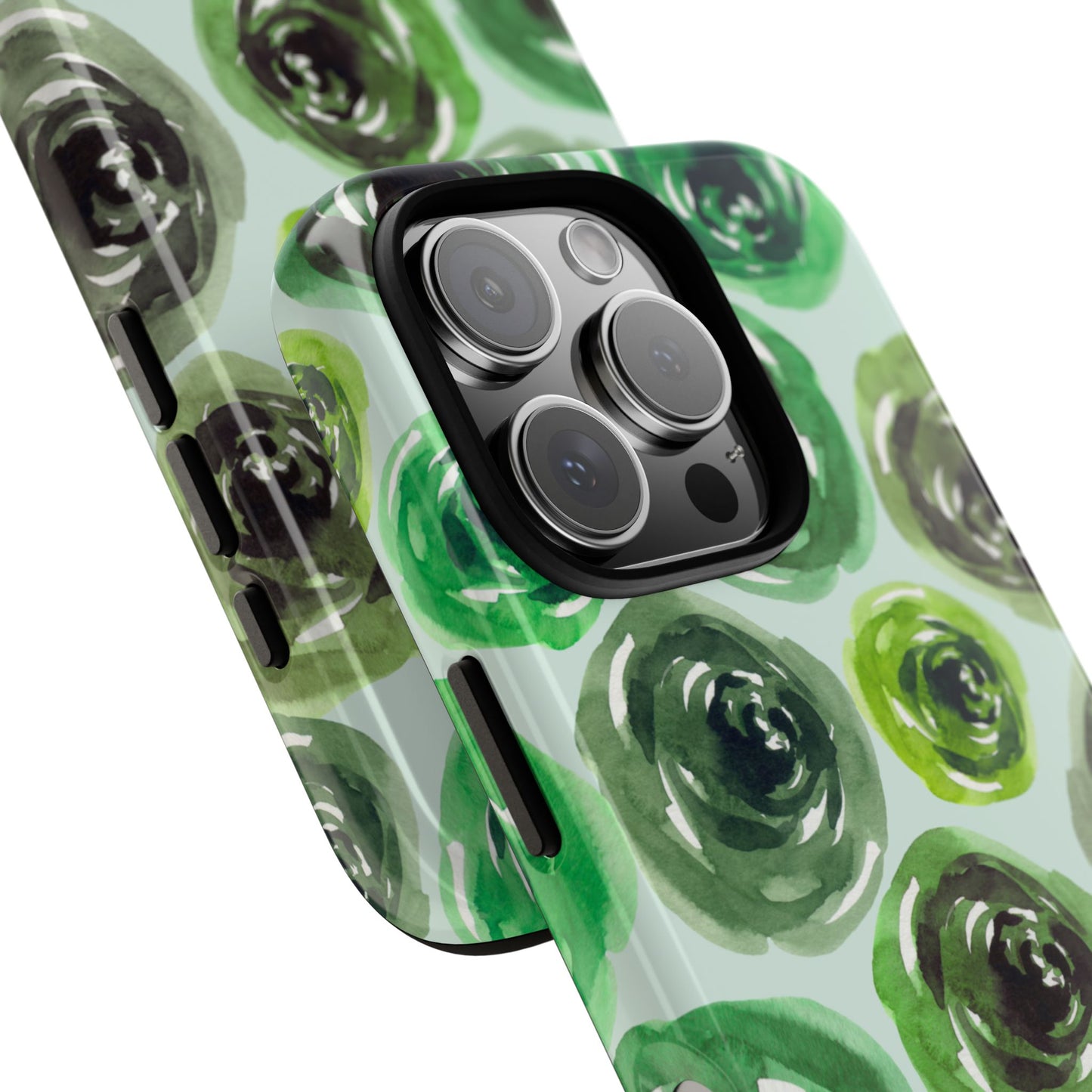 Green Floral Tough Case, Protective Cover for iPhone Samsung Google, Artistic Flowers, Gift for Her, Floral Design Case