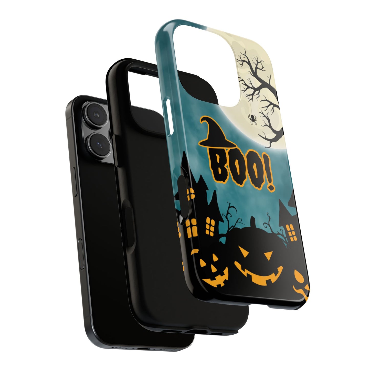 Halloween Tough Phone Case for Popular Smartphones S Series - Pumpkins and BOO Text Design