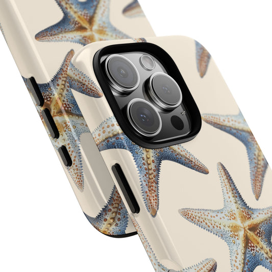 Gold Starfish Tough Phone Case - Elegant Coastal Design on Cream Background