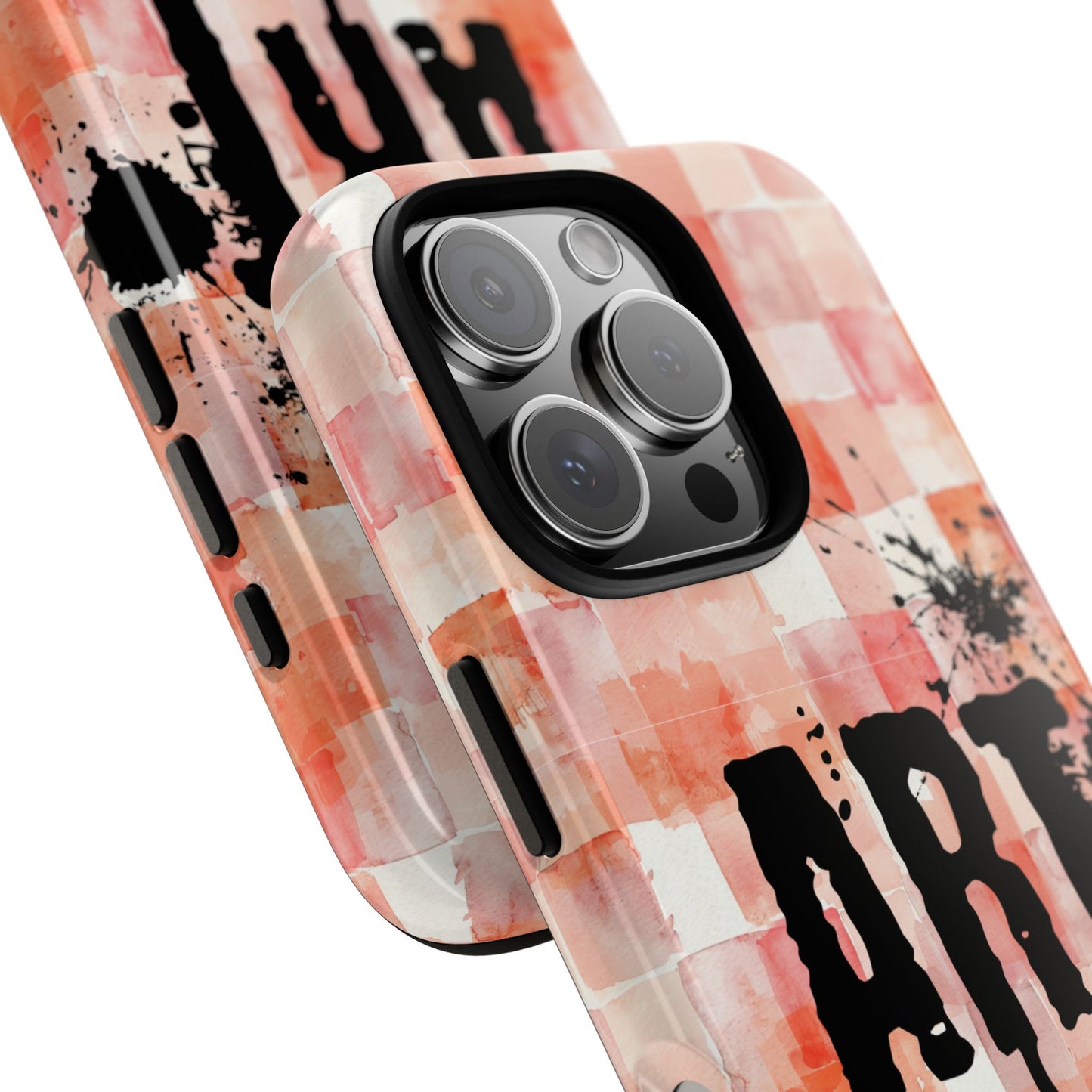 ART Typography Phone Case - Watercolor Grid & Bold Ink Design