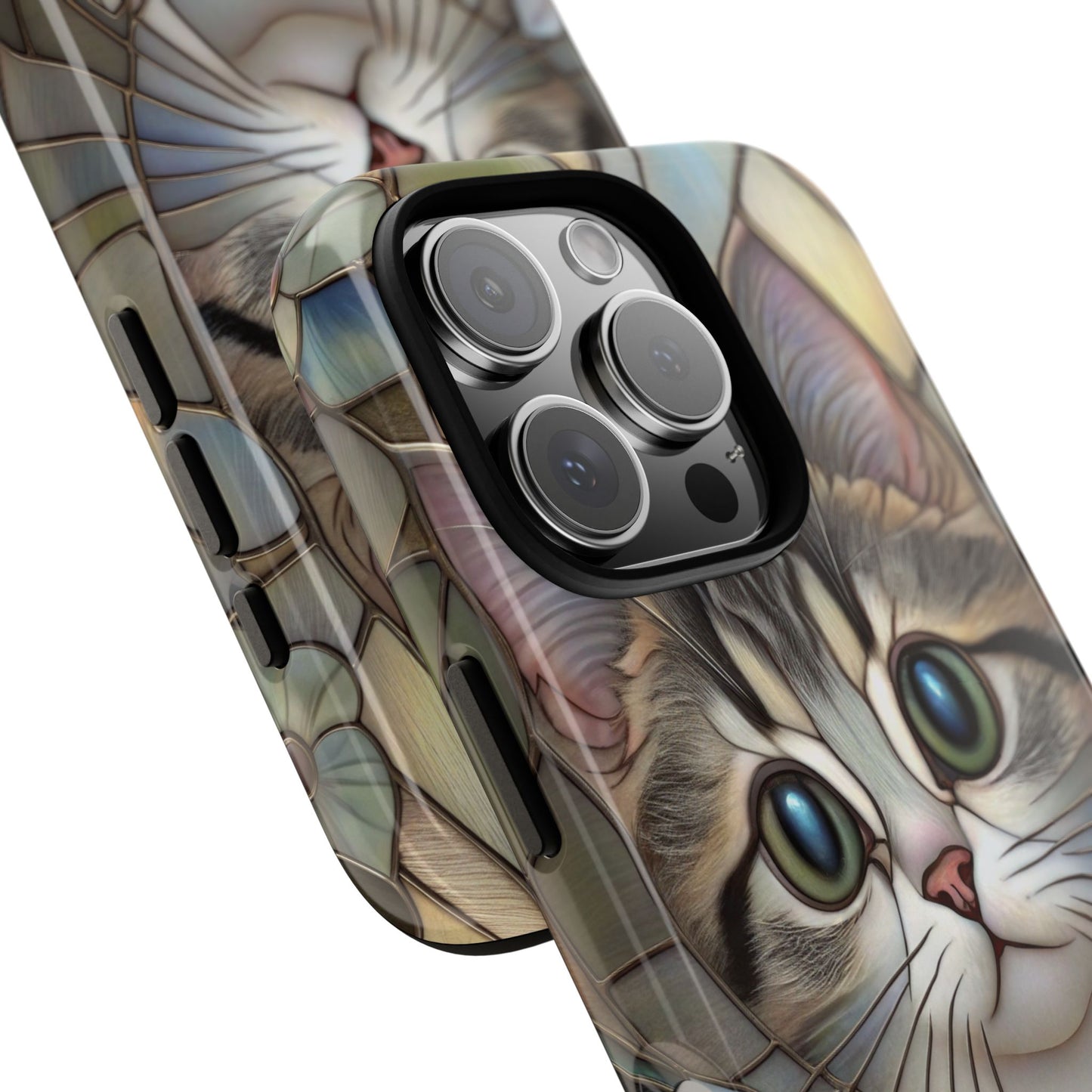 Stained Glass Kitten Tough Case, Protective Cover for  Google, Animal Lover Gift, Cute Cat Phone, Phone Accessories, Tech