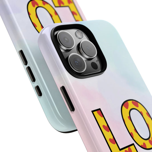 Valentine LOVE Tough Phone Case - Hearts Pattern on Yellow Background