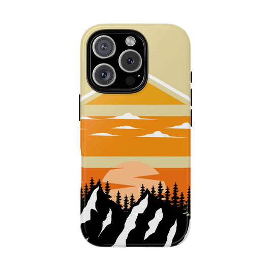 Tough Cases, Retro Mountain Sunset Phone Cover, Nature Lover Gift, Outdoor Adventure Decor, Hiking Accessories, Eco-friendly Mobile Case