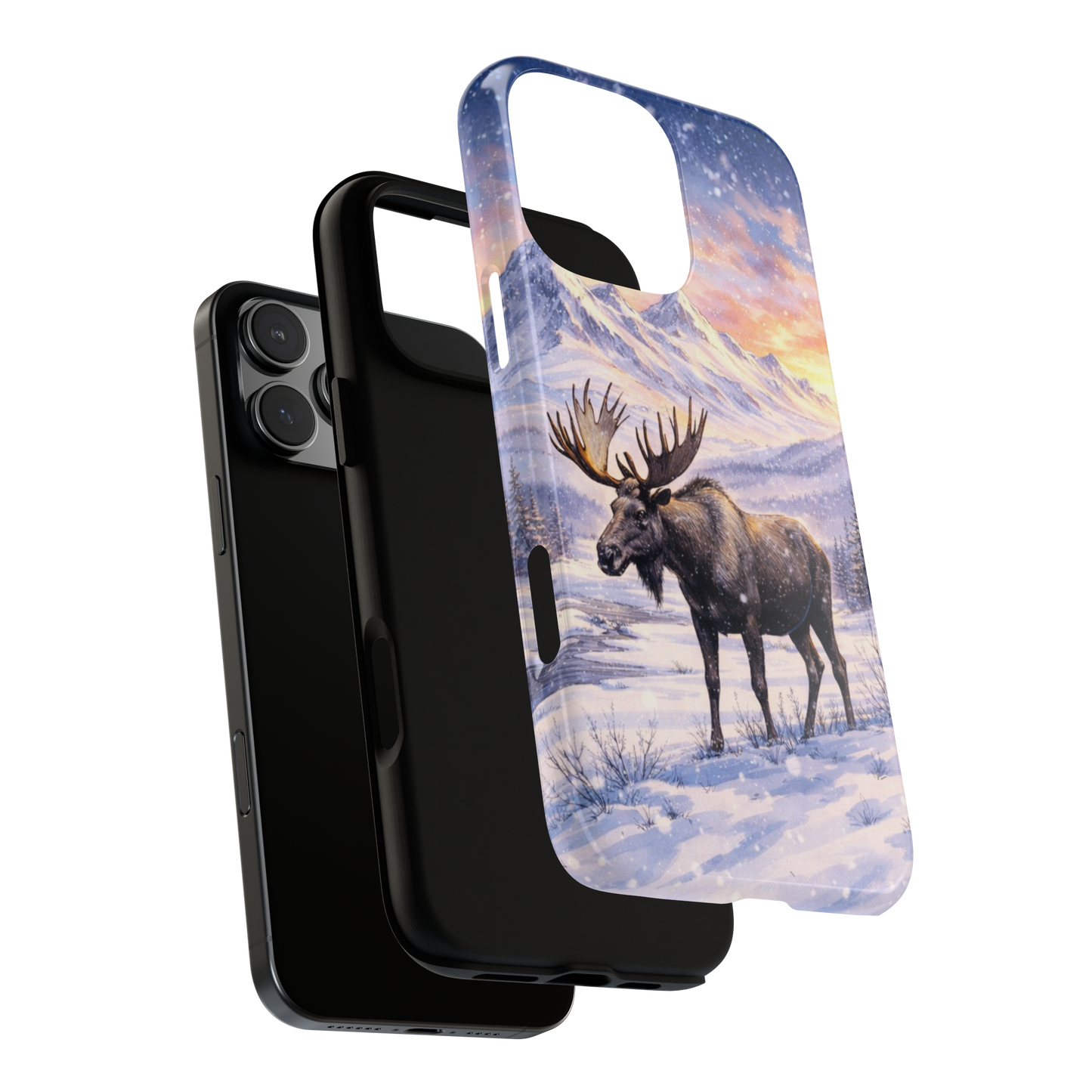 Norwegian Moose Phone Case - Winter Wildlife Mountain Scene - Snowy Forest Tough Case