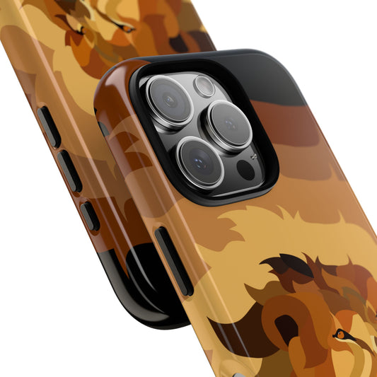 Majestic Lion Tough Phone Case - Warm Abstract Animal Art for Popular Smartphones - Regal Safari Style