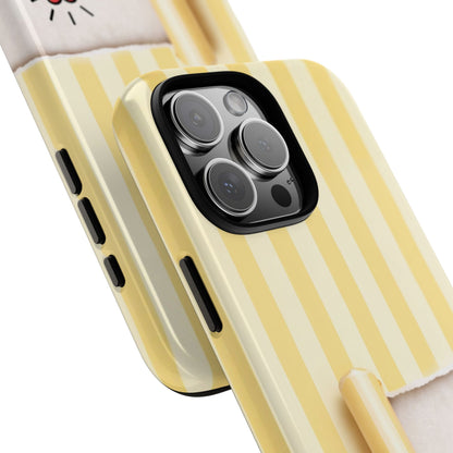 Valentine Phone Case - Yellow Striped Ripped Paper Heart Design - Minimal Love Gift