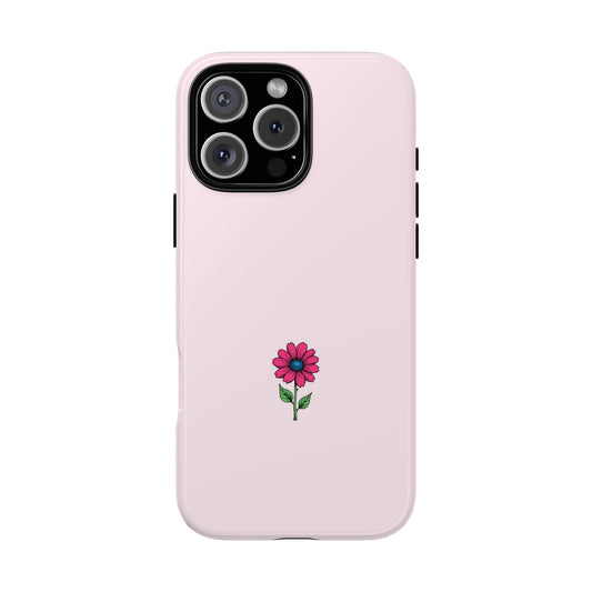 Minimalist Pink Flower Phone Case - Simple Botanical Art - Soft Blush Tough Case