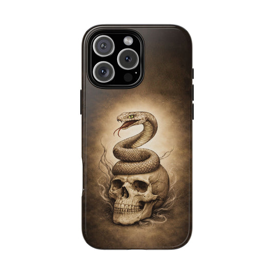 Snake & Skull Tough Phone Case | Dark Gothic Tattoo Design