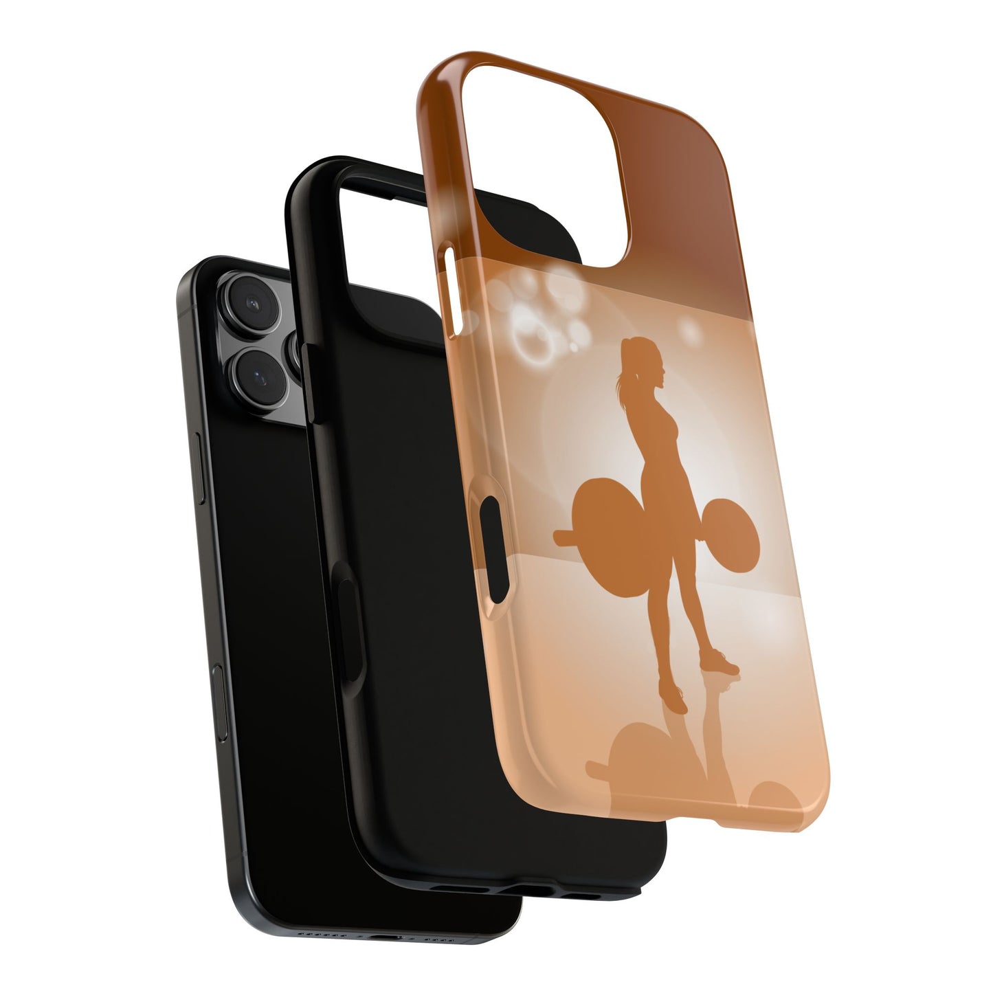Female Weightlifting Tough Phone Case - Orange Gym Silhouette