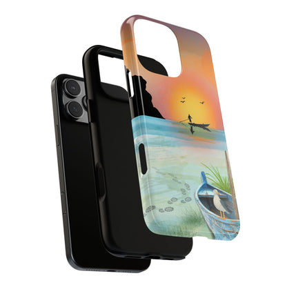 Asian Sunrise Scene - Serene Seaside Art Tough Phone Case