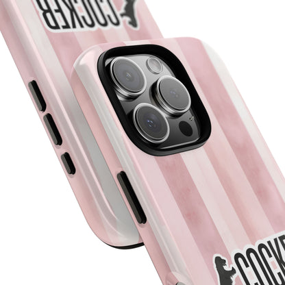 Cocker Spaniel Phone Case - Pink Stripe Dog Design for iPhone & Samsung - Cute Dog Lover Gift