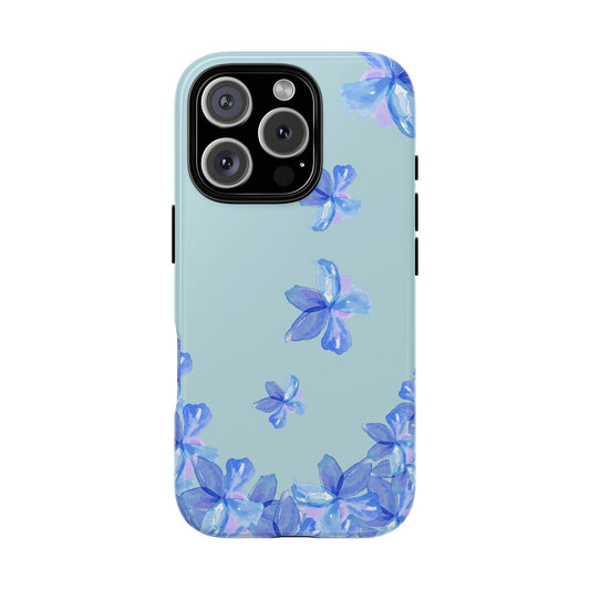 Blue Flower Tough Cases, Protective Phone Cover for Her, 3D Wrap Design, Gift Idea for iPhone Samsung Google, Floral Pattern Case