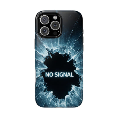 No Signal Phone Case - Broken Screen Illusion Design - Funny Tech Glitch Case - Tough Protective Cover - iPhone Samsung Galaxy Pixel