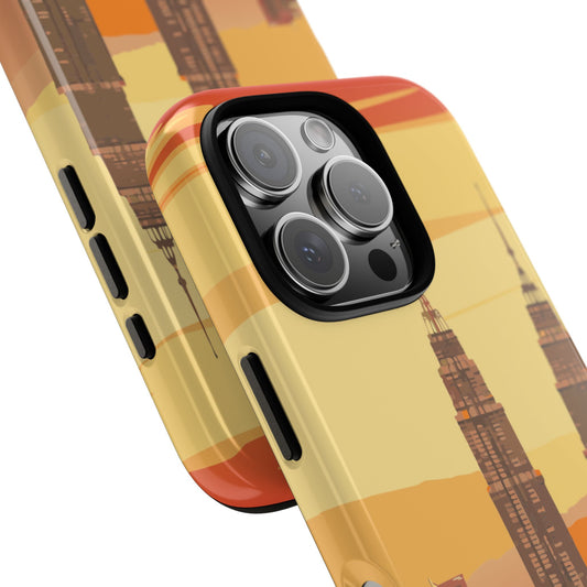 Petronas Twin Towers Sunset Phone Case - Kuala Lumpur Skyline Design - Protective Tough Case for Popular Smartphones