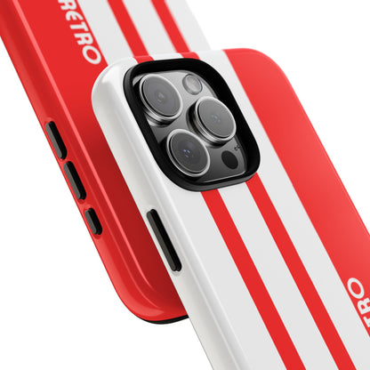 Retro Three Stripe Phone Case - Minimalist Athletic Style - Bold Red White Design - Tough Protection Cover