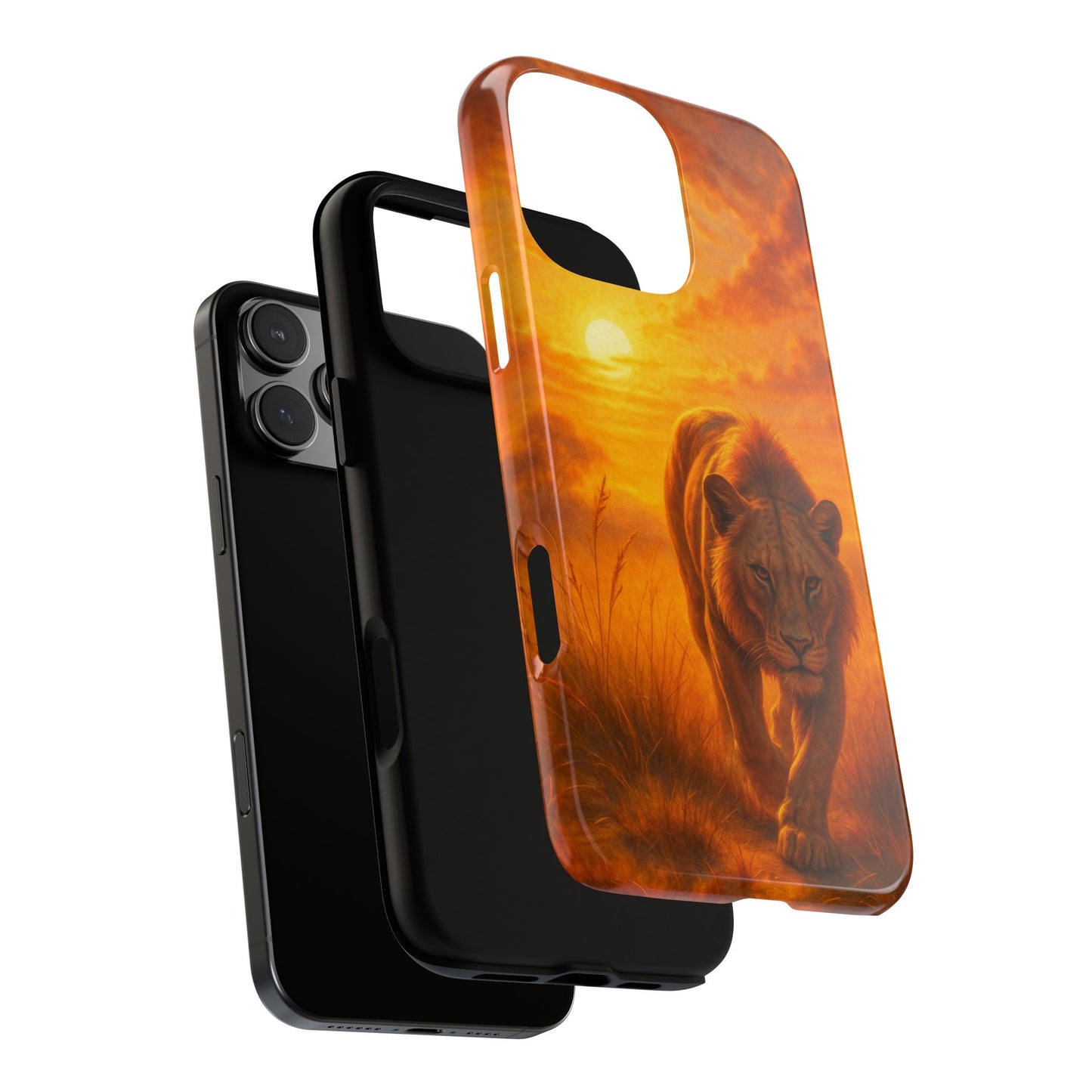 Sunrise Safari Lion Tough Phone Case with Golden Dawn Glow