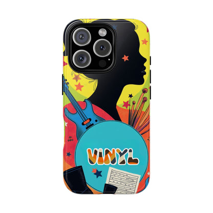 Retro Vinyl Music Tough Phone Case - Psychedelic Guitar Pop Art