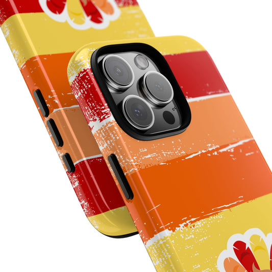 Turkey Thankful Tough Phone Case - Fun Thanksgiving Striped Fall Design