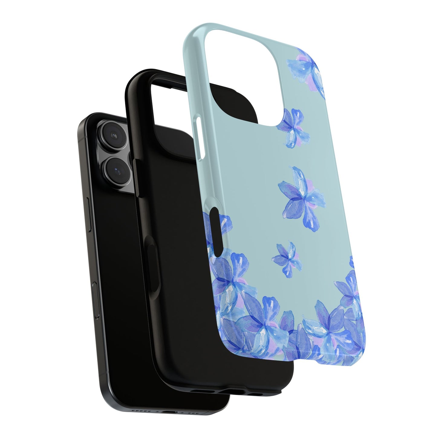 Blue Flower Tough Cases, Protective Phone Cover for Her, 3D Wrap Design, Gift Idea for iPhone Samsung Google, Floral Pattern Case